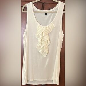 Ann Taylor Women’s Sleeveless Tank Tunic Blouse Cream With Ruffle Accent